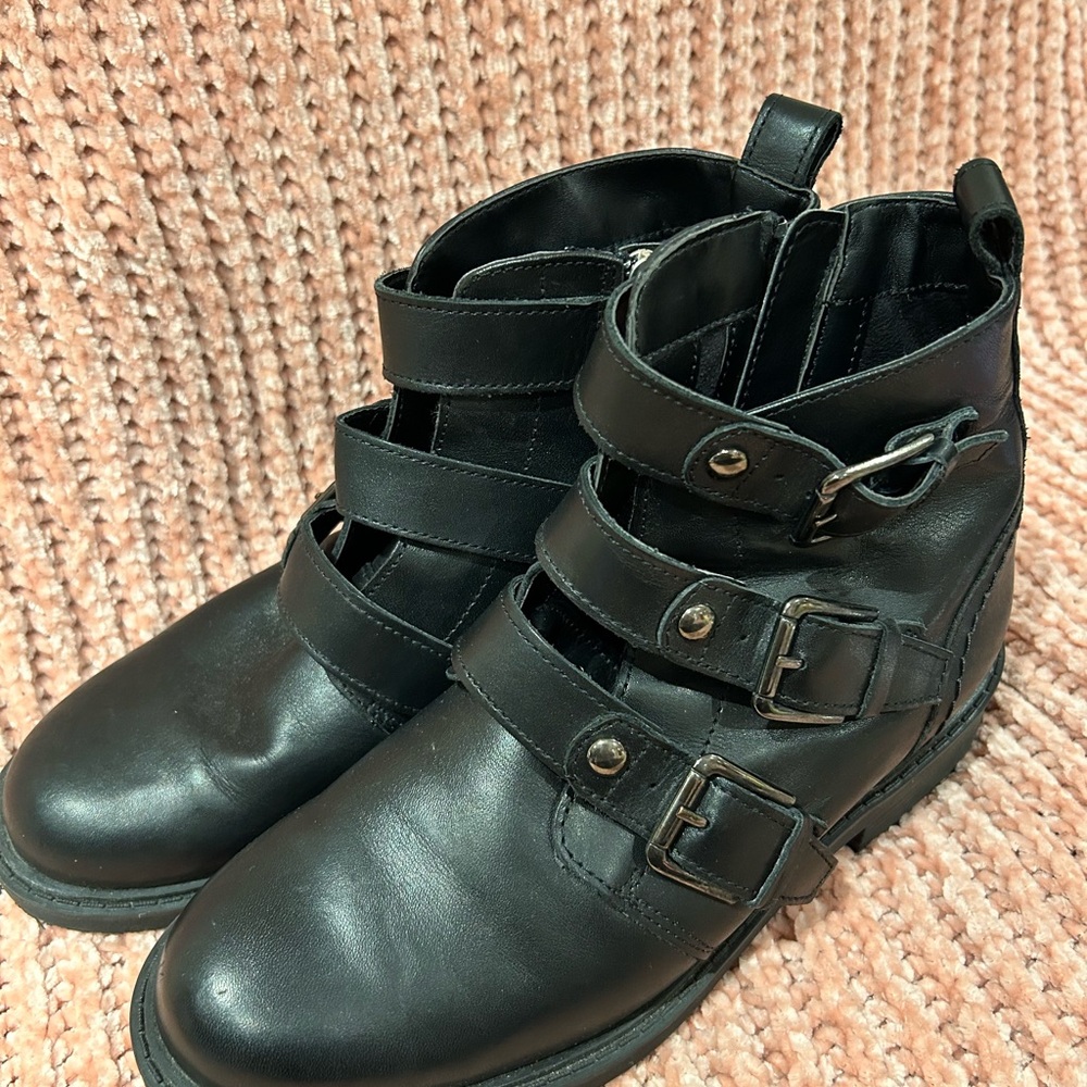 Stylish Black Buckle Ankle Boots